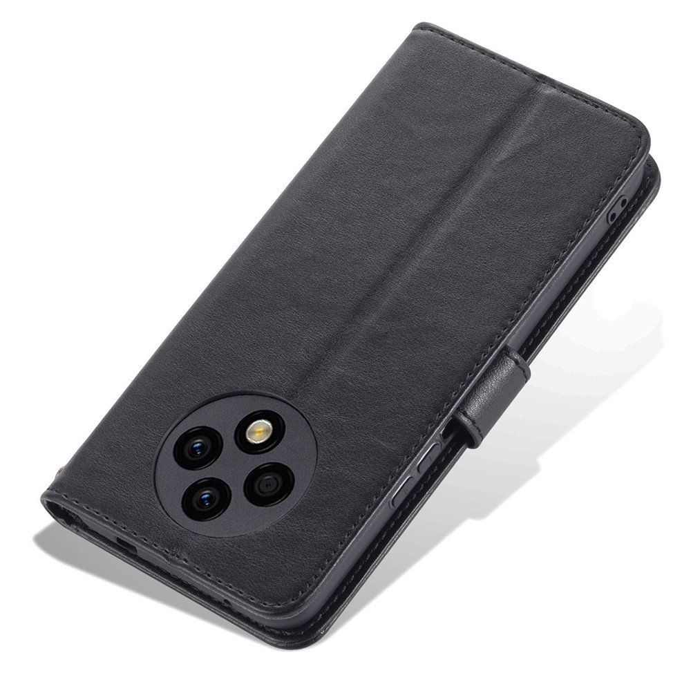 AZNS For U-Magic Enjoy 50 Plus Textured Leather Wallet Case Anti-Fall TPU Inner Shell Stand Phone Cover - Black-8