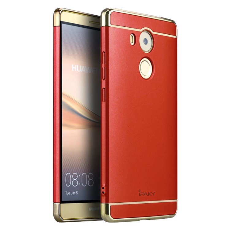 IPAKY 3-In-1 Electroplating PC Hard Back Shell for Huawei Mate 8 - Red-1