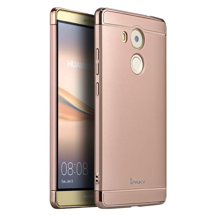 IPAKY 3-In-1 Plated PC Hard Phone Case for Huawei Mate 8 - Rose Gold-1