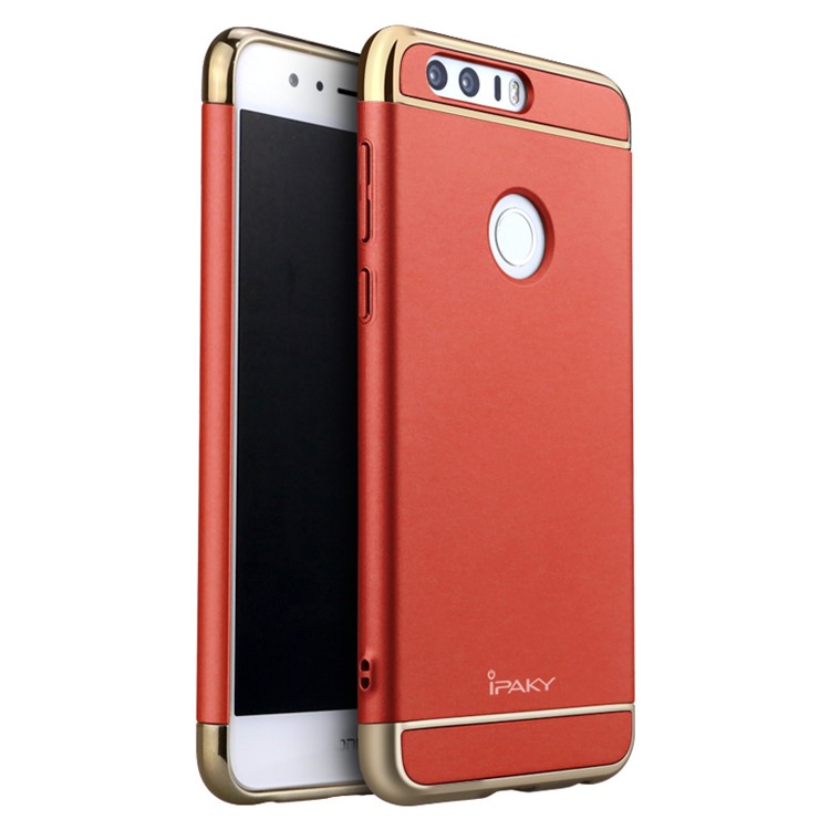 IPAKY 3-In-1 Electroplating PC Hard Back Shell for Huawei Honor 8 - Red