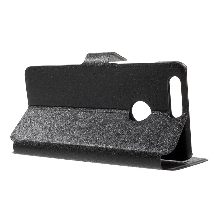 Silk Texture Folio Stand Leather Case with Card Slot for Huawei Honor 8 - Black-3