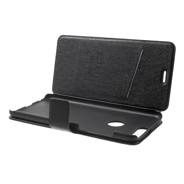 Silk Texture Folio Stand Leather Case with Card Slot for Huawei Honor 8 - Black-5