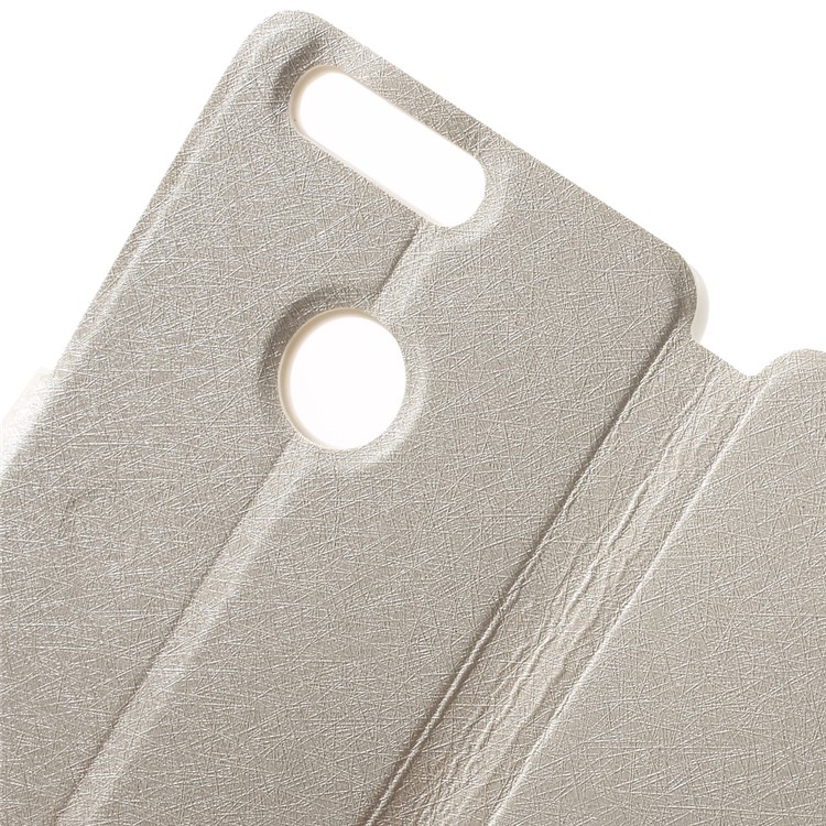 Silk Grain Folio Stand Leather Case with Card Slot for Huawei Honor 8 - White-6