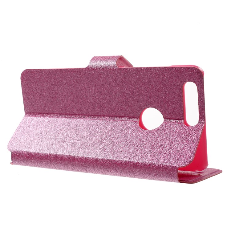 Silk Texture Flip Leather Stand Case with Card Slot for Huawei Honor 8 - Rose-3