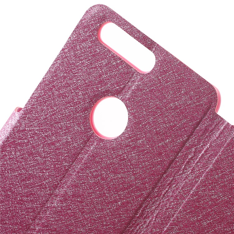 Silk Texture Flip Leather Stand Case with Card Slot for Huawei Honor 8 - Rose-7