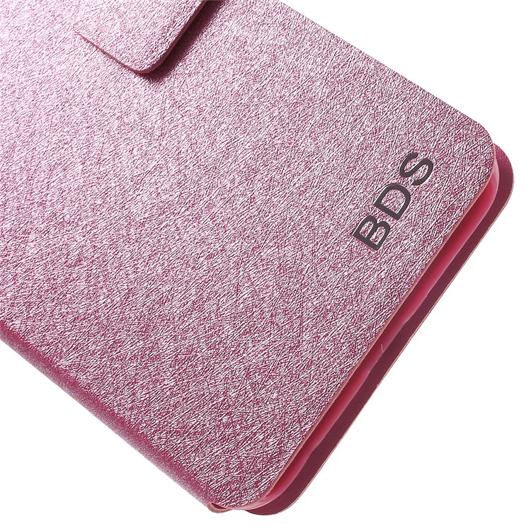 Silk Texture Flip Leather Stand Case with Card Slot for Huawei Honor 8 - Rose-8