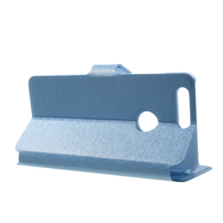 For Huawei Honor 8 Silk Grain Folio Leather Stand Case with Card Holder - Baby Blue-3