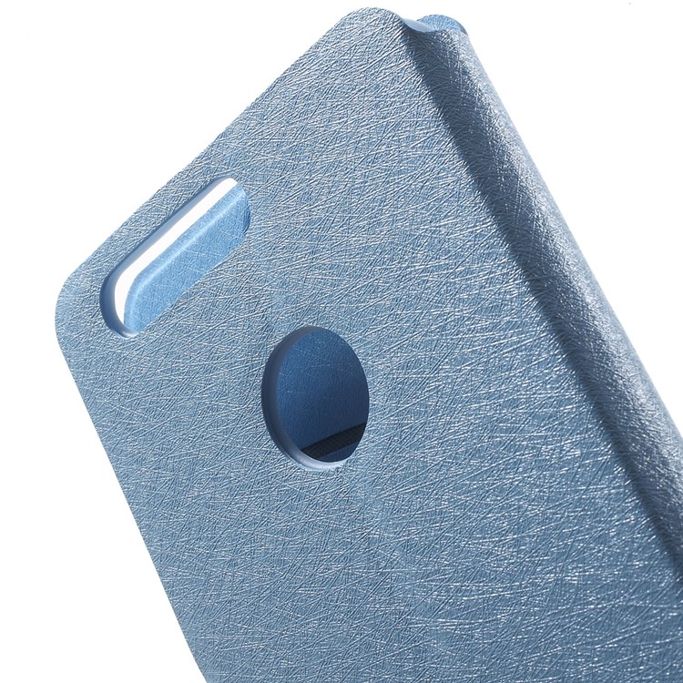 For Huawei Honor 8 Silk Grain Folio Leather Stand Case with Card Holder - Baby Blue-8