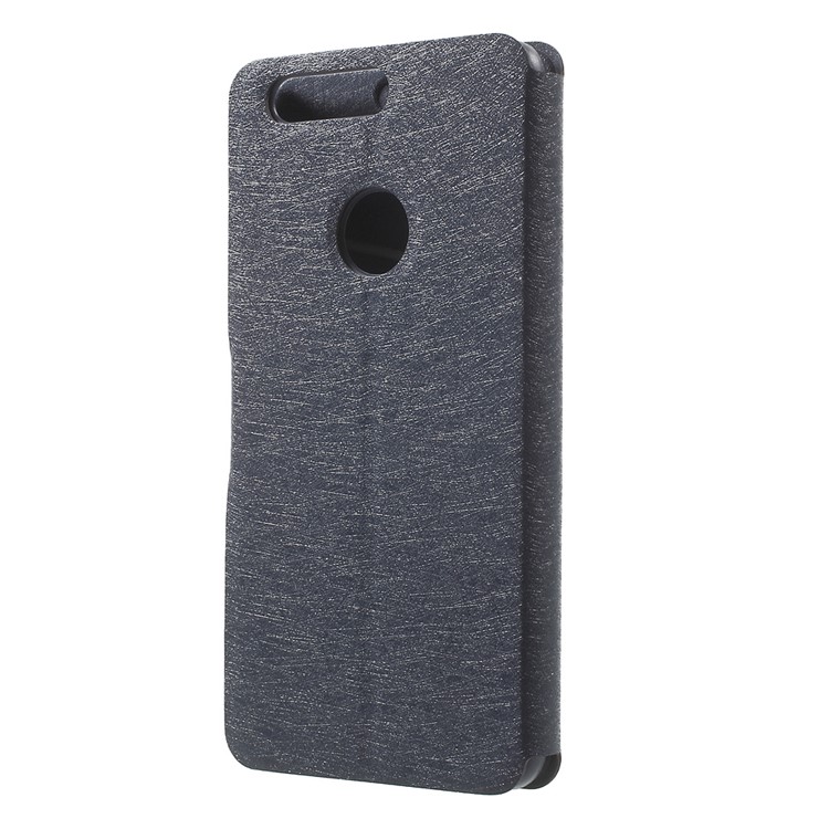 Silk Texture Magnetic Stand Leather Shell with Card Holder for Huawei Honor 8 - Dark Blue-2