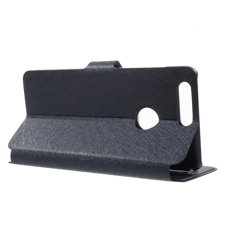 Silk Texture Magnetic Stand Leather Shell with Card Holder for Huawei Honor 8 - Dark Blue-3