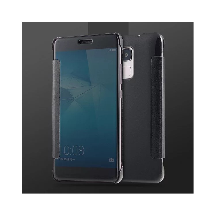 PC Electroplating Mirror Surface Leather Cover for Huawei Honor 5C / GT3 - Black-1