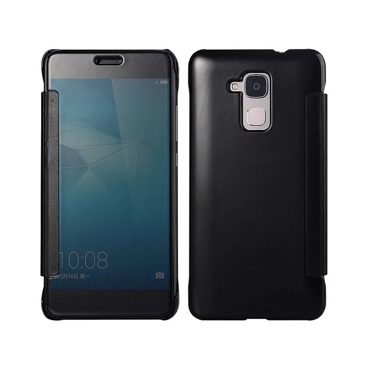 PC Electroplating Mirror Surface Leather Cover for Huawei Honor 5C / GT3 - Black-2