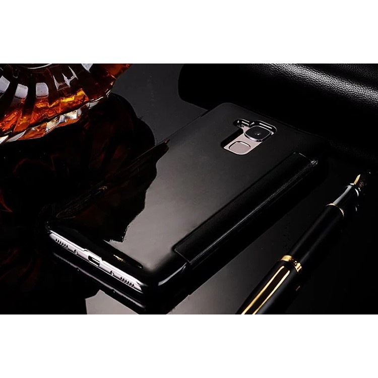 PC Electroplating Mirror Surface Leather Cover for Huawei Honor 5C / GT3 - Black-4