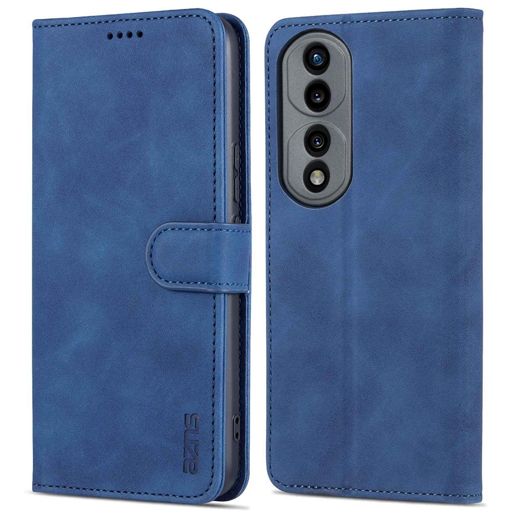 AZNS For Honor 70 Pro 5G Drop-proof PU Leather Case Foldable Wallet Protective Phone Cover - Blue-1