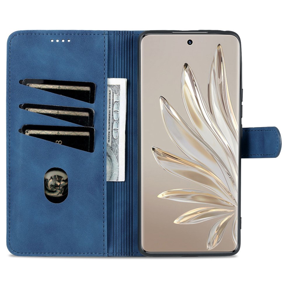 AZNS For Honor 70 Pro 5G Drop-proof PU Leather Case Foldable Wallet Protective Phone Cover - Blue-3