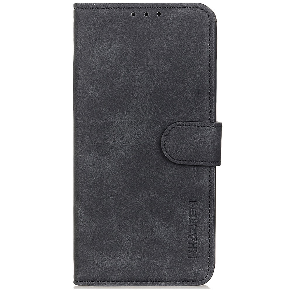KHAZNEH Phone Case for Huawei nova Y70 Anti-fall Retro Textured PU Leather Flip Case Wallet Wear-resistant Magnetic Clasp Phone Shell with Stand - Black-7