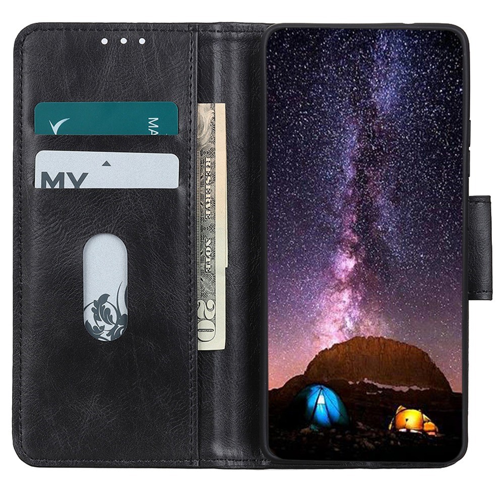 For Huawei nova Y70 4G/Y70 Plus 4G Crazy Horse Texture Wallet Flip Cover PU Leather TPU Inner Shell Magnetic Closure Stand Function Folio Case - Black-3