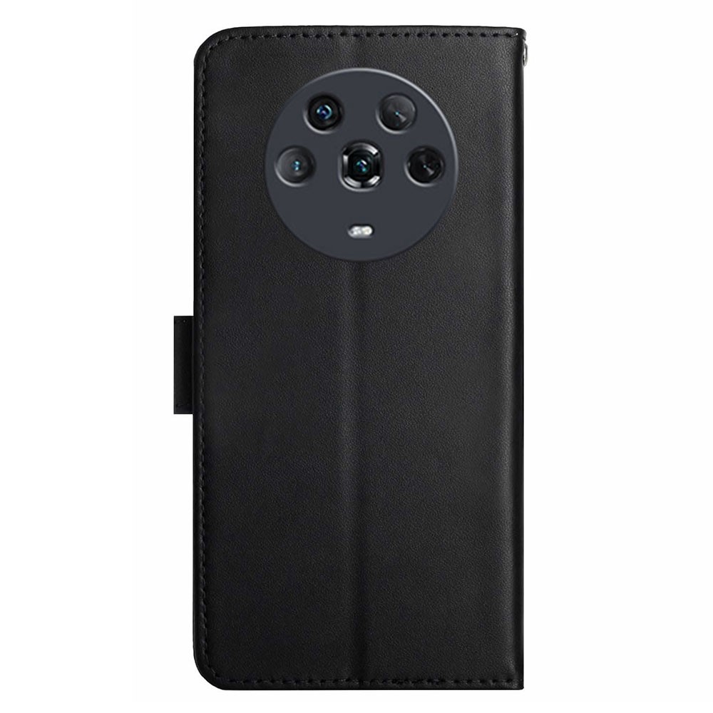 For Honor Magic4 Shockproof Genuine Leather Wallet Flip Phone Case Nappa Texture Viewing Stand Magnetic Anti-fall Protective Cover - Black-9