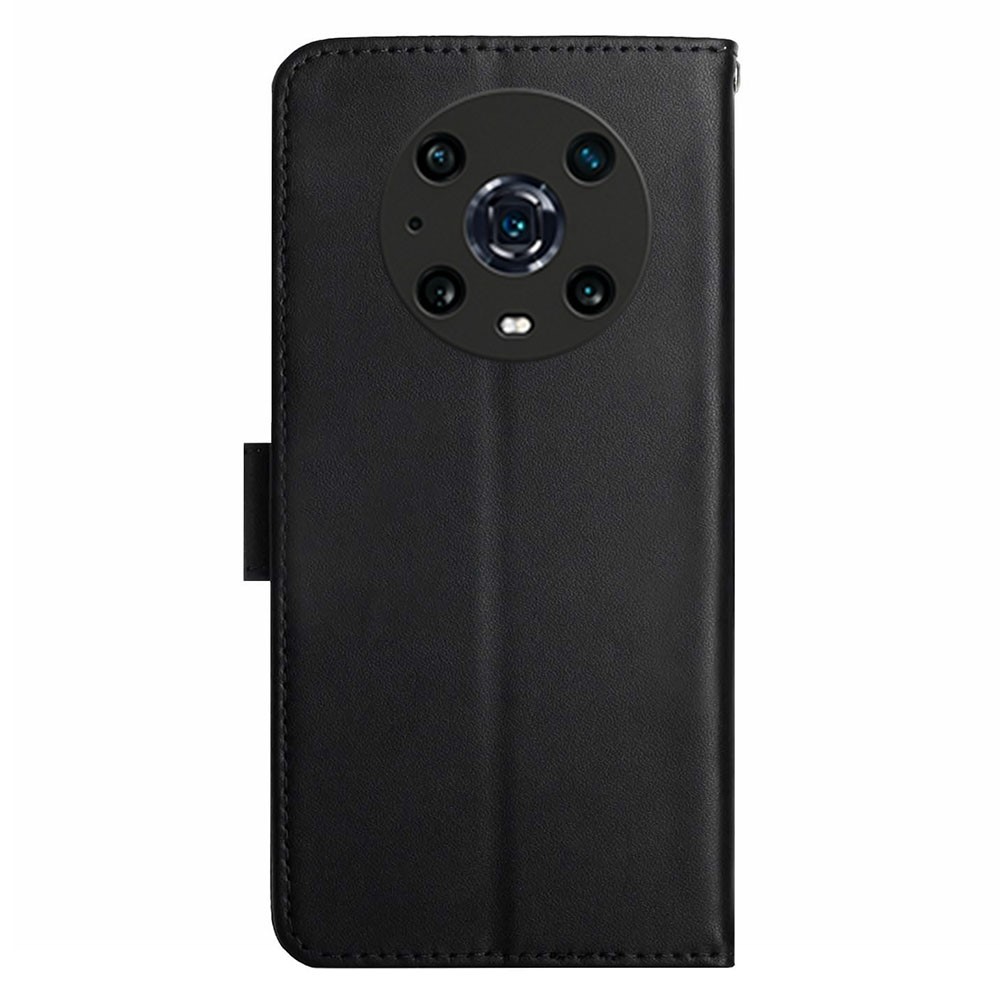 For Honor Magic4 Pro 5G Drop-proof Genuine Leather Case Anti-scratch Nappa Texture Stand Wallet Case Shockproof Magnetic Cover - Black-9