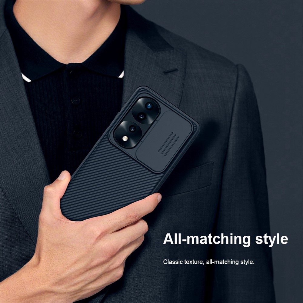 NILLKIN CamShield Pro Series for Honor 70 Pro 5G/70 Pro+ 5G Case Hard PC Soft TPU Scratch-Resistant Non-Slip Phone Protector with Slide Camera Lens Cover- Black-10