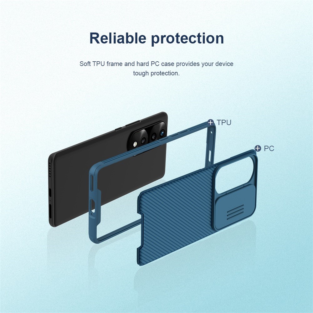 NILLKIN CamShield Pro Series for Honor 70 Pro 5G/70 Pro+ 5G Case Hard PC Soft TPU Scratch-Resistant Non-Slip Phone Protector with Slide Camera Lens Cover- Black-4