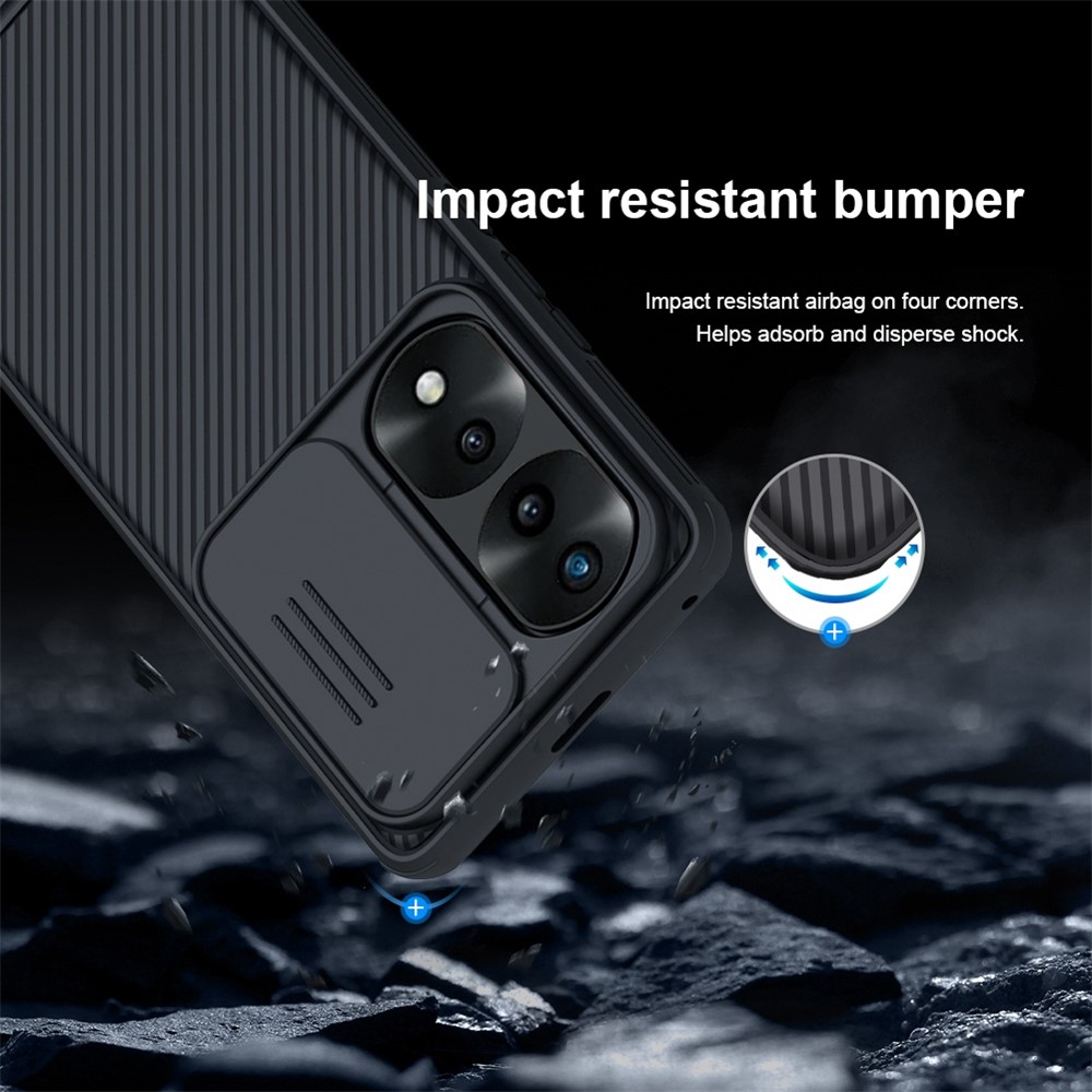 NILLKIN CamShield Pro Series for Honor 70 Pro 5G/70 Pro+ 5G Case Hard PC Soft TPU Scratch-Resistant Non-Slip Phone Protector with Slide Camera Lens Cover- Black-8
