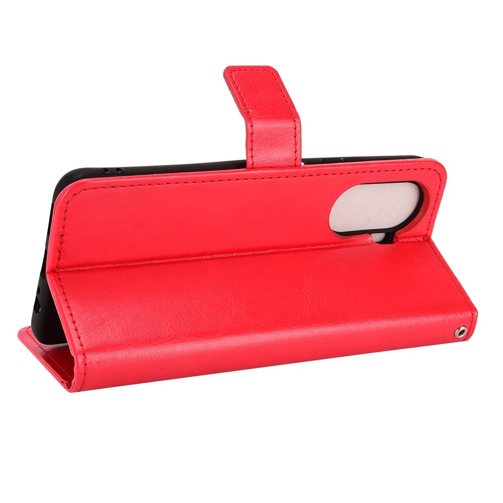 Crazy Horse Texture Case for Huawei nova Y70 4G/nova Y70 Plus 4G, Stand Wallet Feature PU Leather Anti-scratch Phone Cover Shell - Red-3