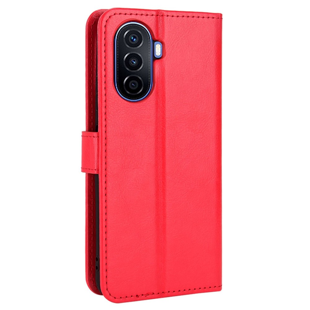 Crazy Horse Texture Case for Huawei nova Y70 4G/nova Y70 Plus 4G, Stand Wallet Feature PU Leather Anti-scratch Phone Cover Shell - Red-6