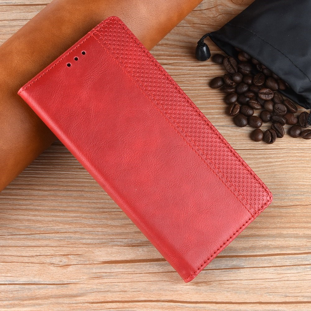For Huawei nova Y70 4G/nova Y70 Plus 4G PU Leather Retro Texture Anti-wear Cell Phone Case Stand Wallet Shockproof Cover - Red-5