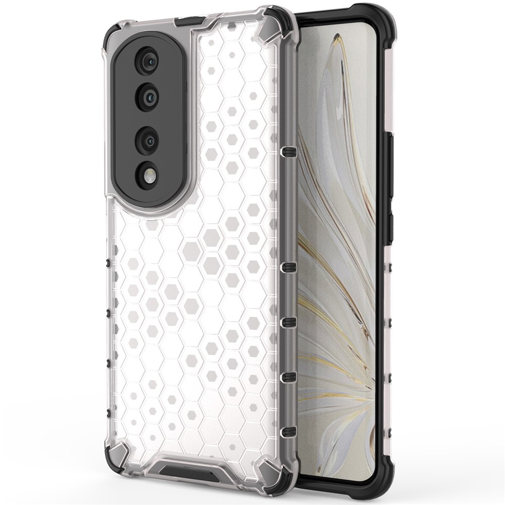 Honeycomb Textured TPU + PC Cover for Honor 70 Pro 5G, Anti-drop Protection Precise Cutout Phone Case - Grey-1