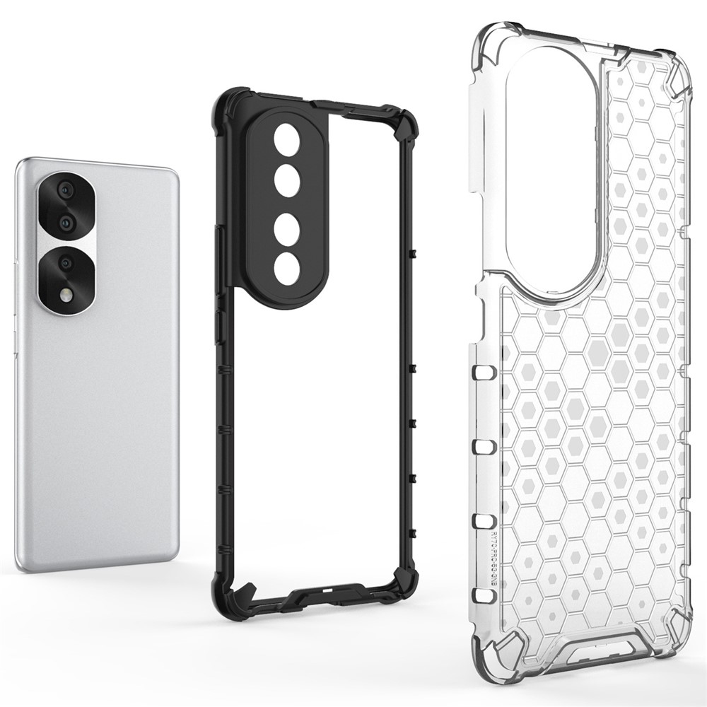 Honeycomb Textured TPU + PC Cover for Honor 70 Pro 5G, Anti-drop Protection Precise Cutout Phone Case - Grey-2