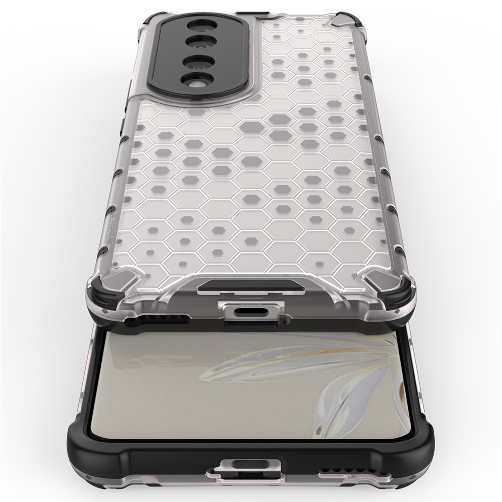 Honeycomb Textured TPU + PC Cover for Honor 70 Pro 5G, Anti-drop Protection Precise Cutout Phone Case - Grey-3