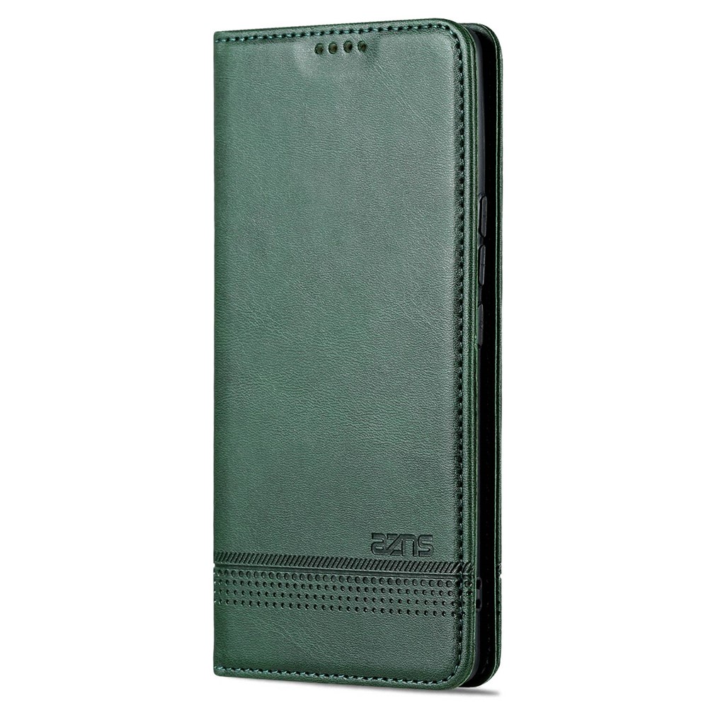 AZNS For Honor 70 5G Shockproof PU Leather Wallet Flip Cover Hidden Magnetic Absorption Stand Folio Phone Case - Blackish Green-8