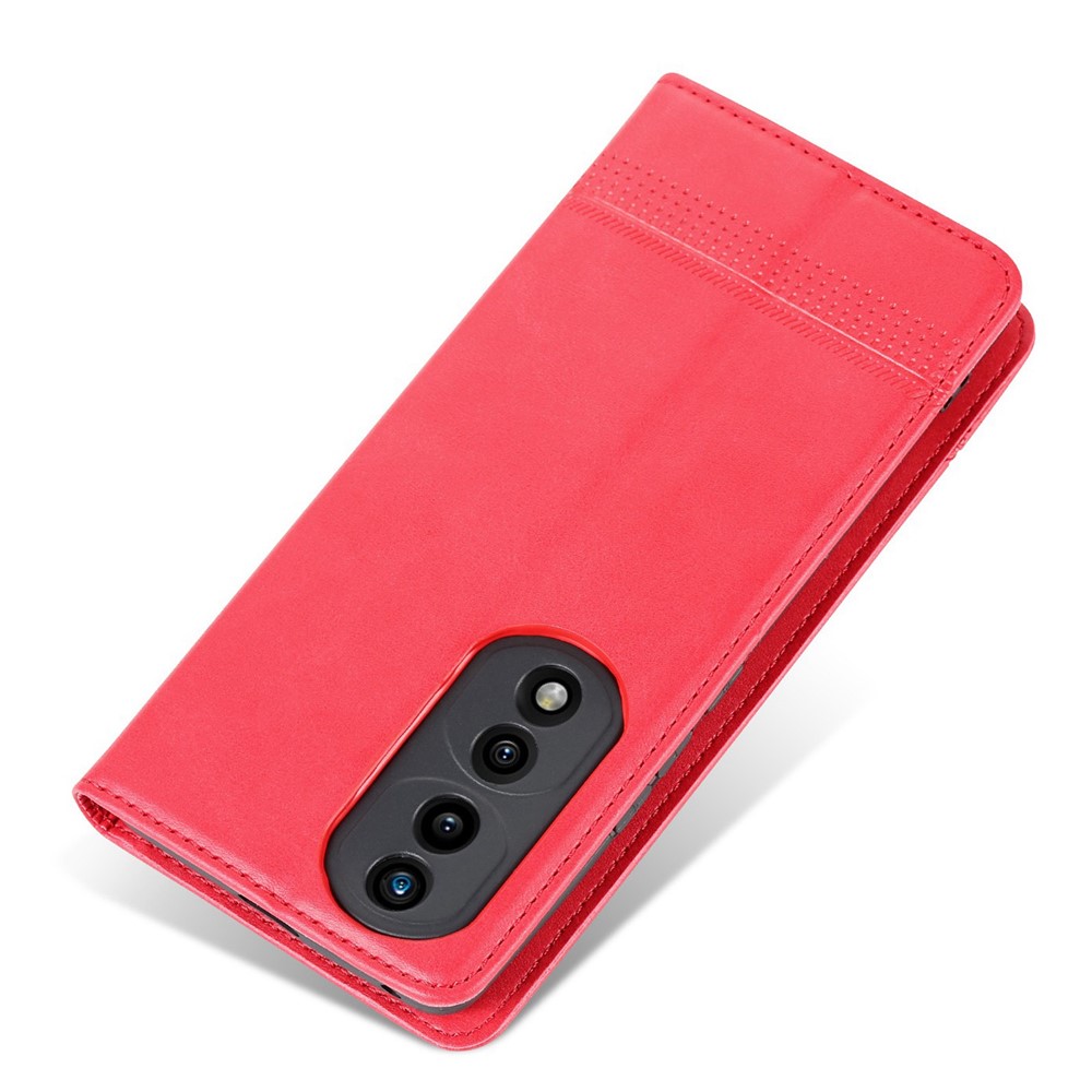 AZNS for Honor 70 Pro 5G Shockproof PU Leather Wallet Flip Cover Magnetic Absorption Stand Anti-scratch Folio Phone Case - Red-7