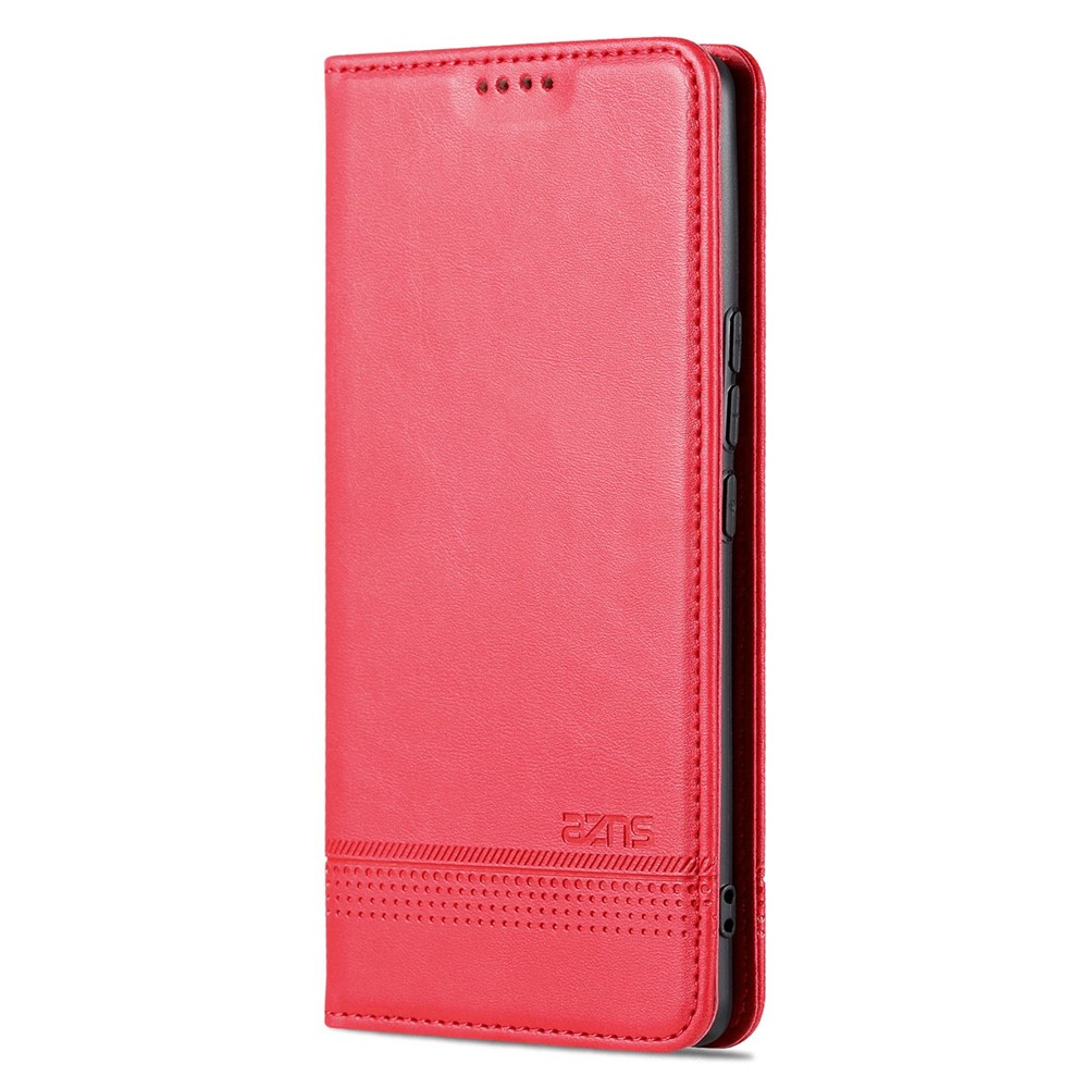AZNS for Honor 70 Pro 5G Shockproof PU Leather Wallet Flip Cover Magnetic Absorption Stand Anti-scratch Folio Phone Case - Red-8