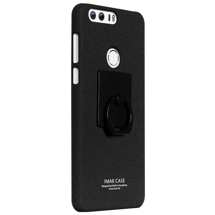 IMAK Matte Hard PC Case with Ring Kickstand for Huawei Honor 8 - Black-2