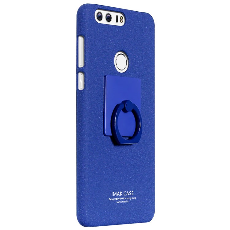 IMAK Matte Hard Shell Case with Ring Kickstand for Huawei Honor 8 - Blue-2