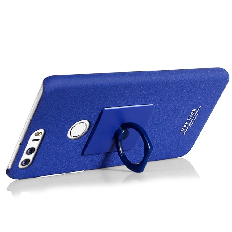 IMAK Matte Hard Shell Case with Ring Kickstand for Huawei Honor 8 - Blue-4