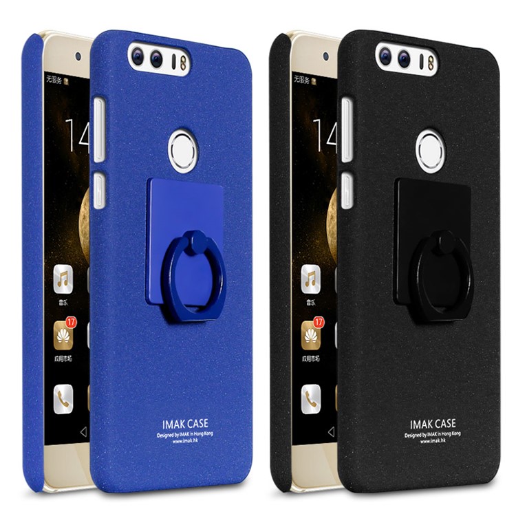 IMAK Matte Hard Shell Case with Ring Kickstand for Huawei Honor 8 - Blue-5