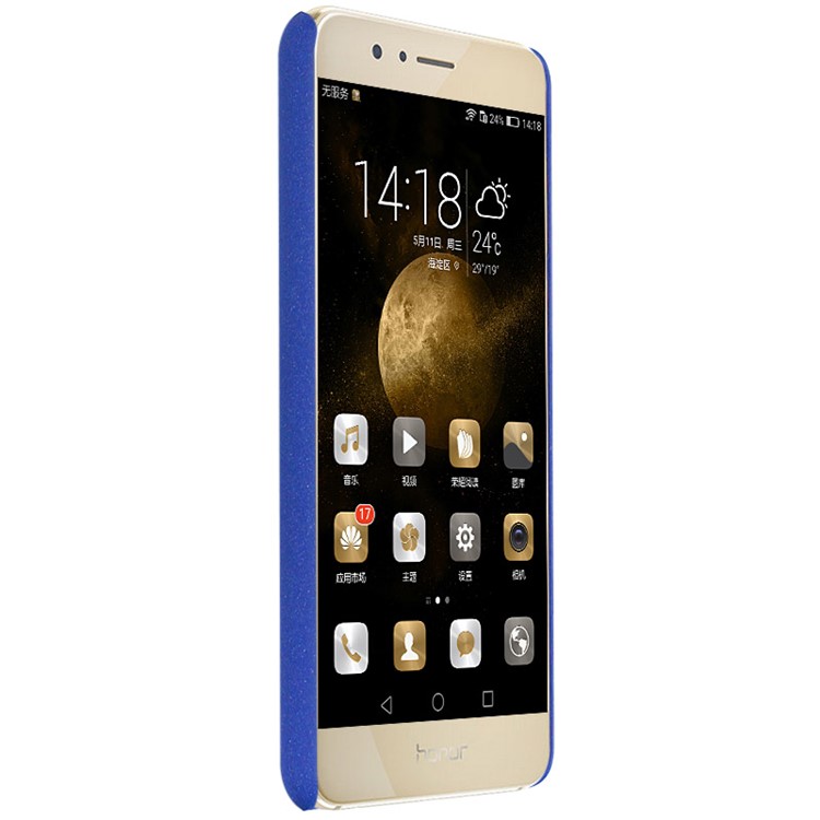 IMAK Matte Hard Shell Case with Ring Kickstand for Huawei Honor 8 - Blue-6