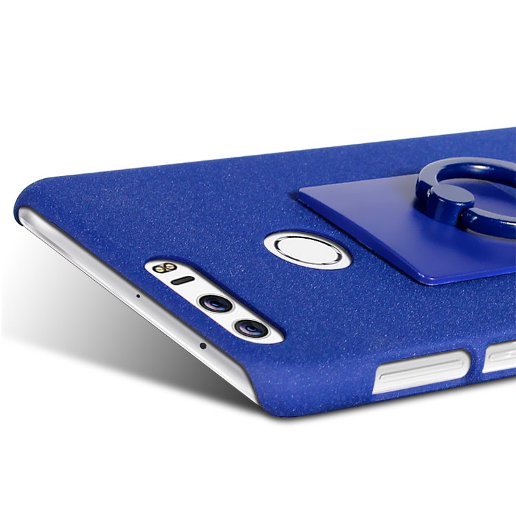 IMAK Matte Hard Shell Case with Ring Kickstand for Huawei Honor 8 - Blue-7