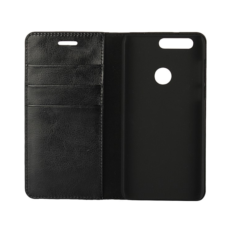 Crazy Horse Flip Genuine Leather Wallet Stand Cover for Huawei Honor 8 - Black-5