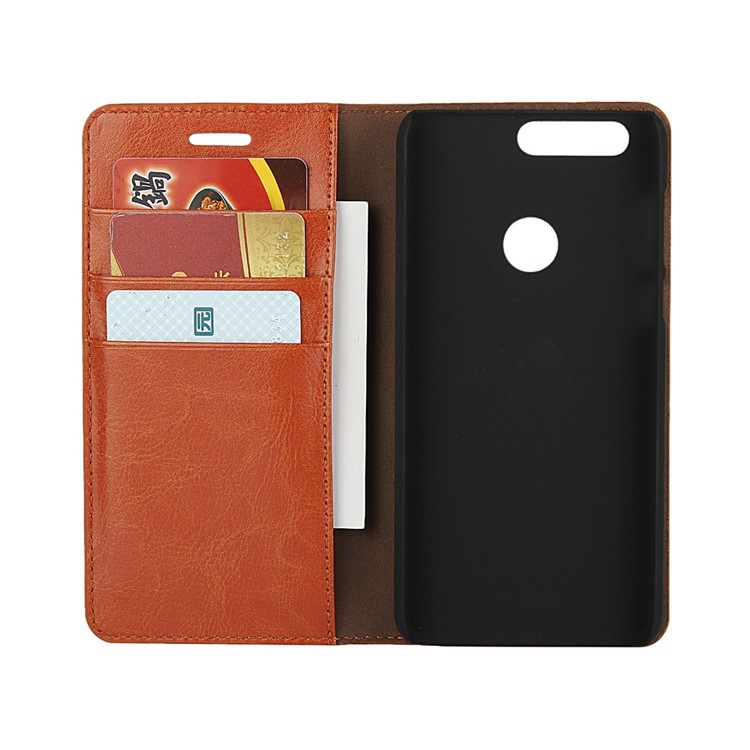 Crazy Horse Flip Genuine Leather Stand Cover with Card Slots for Huawei Honor 8 - Brown-3