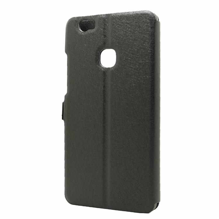 Silk Texture Dual Windows Stand Leather Cover for Huawei Honor Note 8 - Black-3