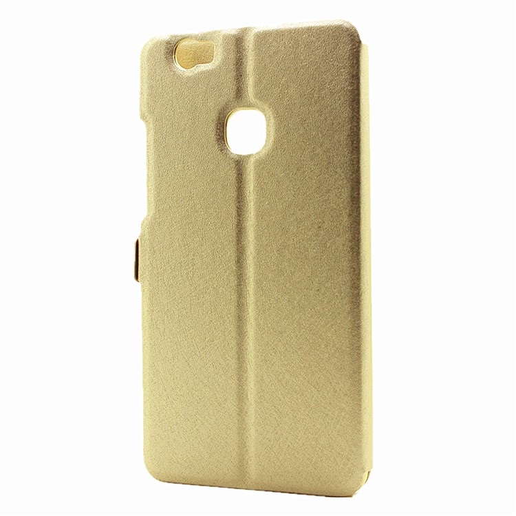 For Huawei Honor Note 8 Silk Texture Dual Windows Stand Leather Cover - Gold-3