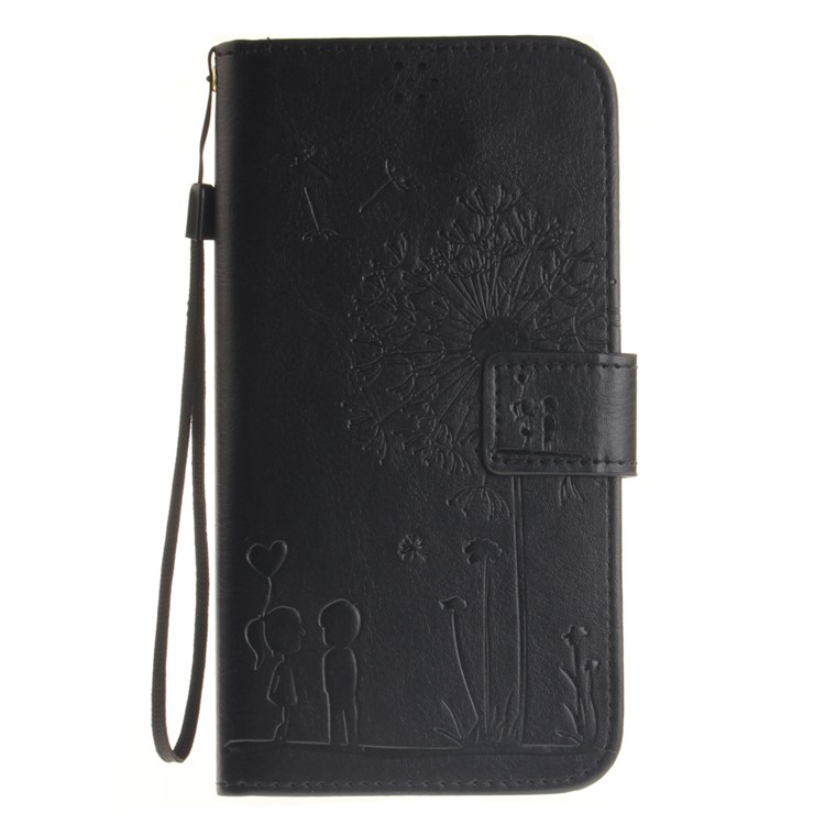 For Huawei Y6II / Honor 5A Dandelion and Lovers Leather Wallet Stand Case with Wrist Strap - Black-2
