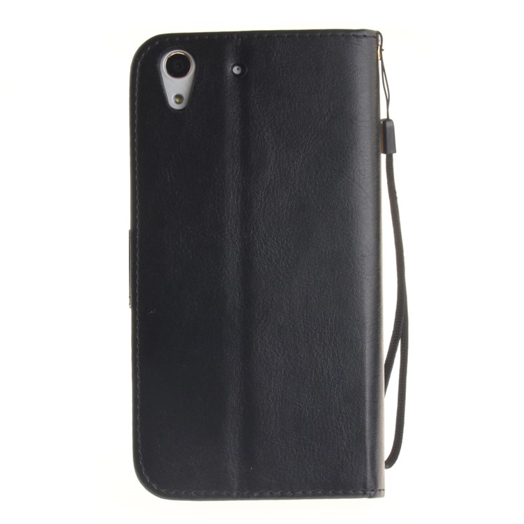 For Huawei Y6II / Honor 5A Dandelion and Lovers Leather Wallet Stand Case with Wrist Strap - Black-3