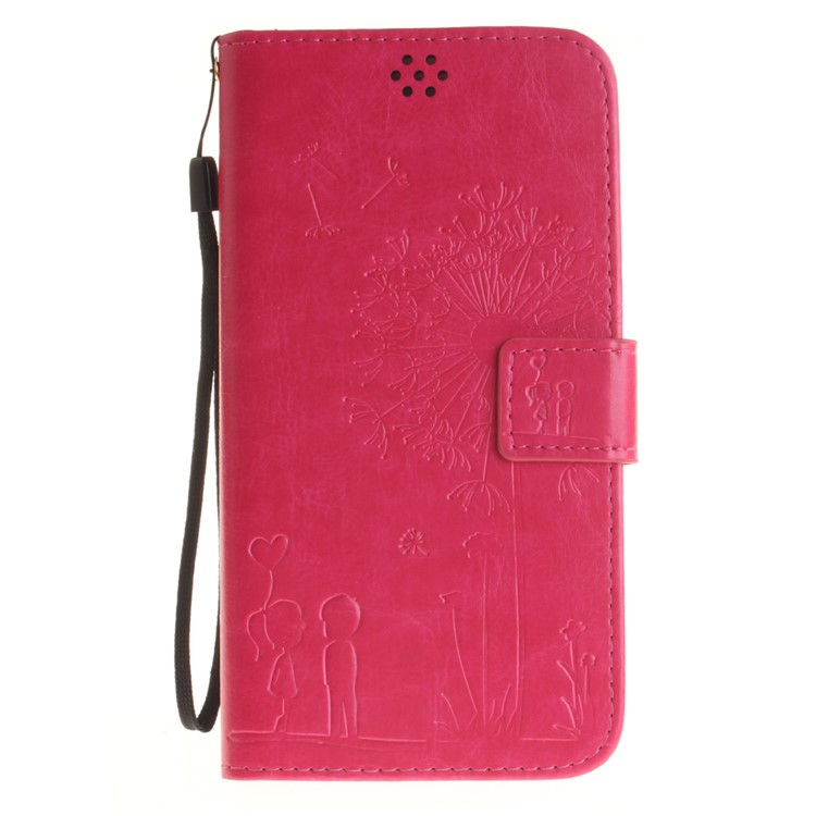 For Huawei Y6II / Honor 5A Dandelion and Lovers Stand Leather Wallet Case with Lanyard - Rose-2