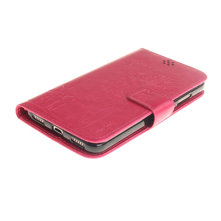 For Huawei Y6II / Honor 5A Dandelion and Lovers Stand Leather Wallet Case with Lanyard - Rose-4
