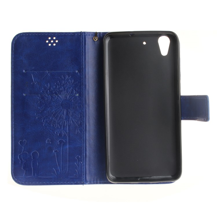 For Huawei Y6II / Honor 5A Wallet Stand Magnetic Folio Cover with Lanyard - Blue-10